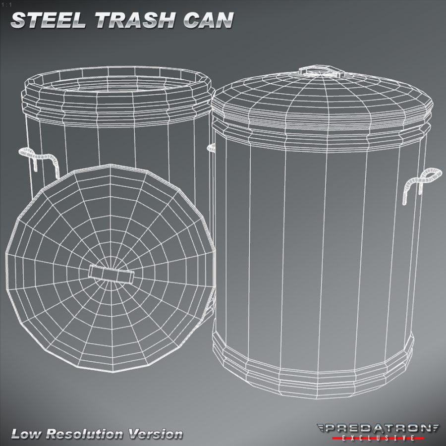 Steel Trash Can - Predatron 3D Models and Resources