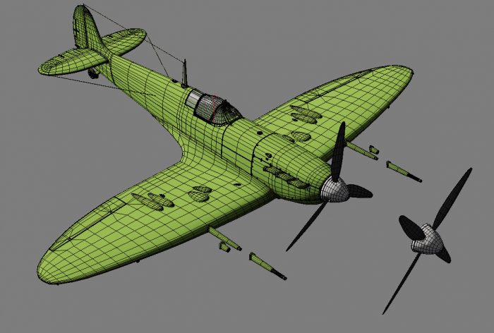 Spitfire 3D model WIP