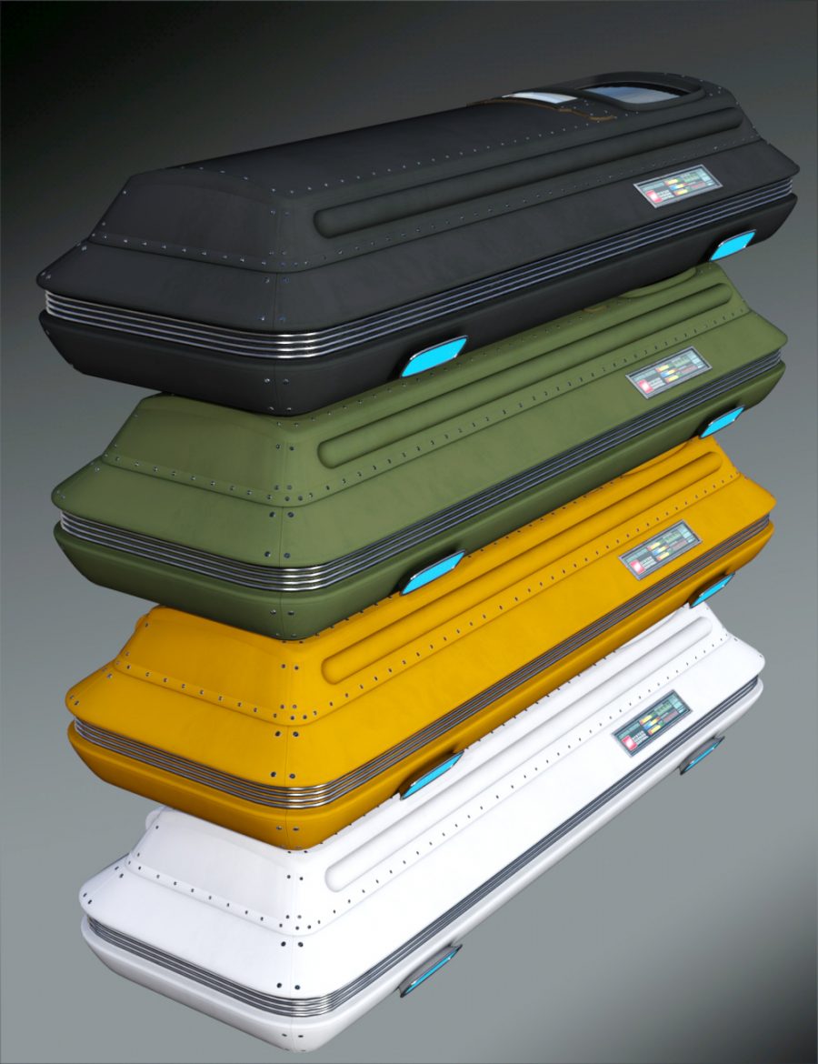 Promo of Cryo Transport Pod that comes in various colours