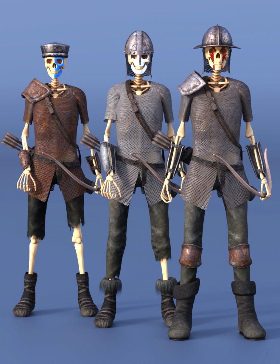 Promo of the Skeleton Army with various options of armour