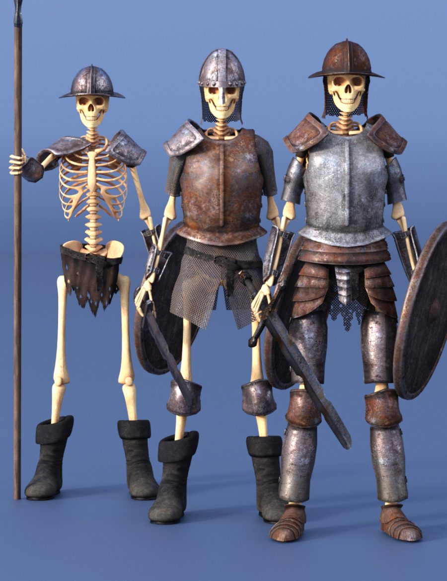 Promo of the Skeleton Army with various options of armour