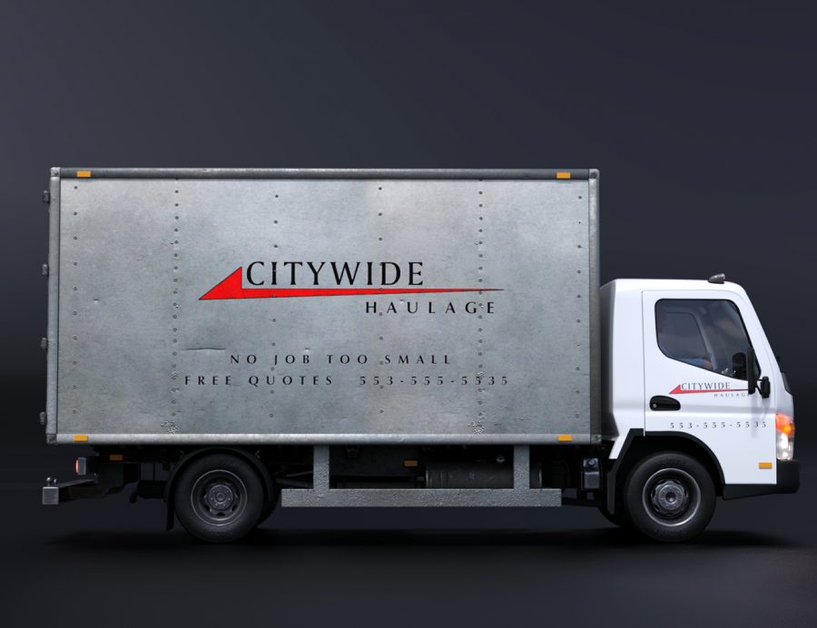 Promo of white light truck with box rear