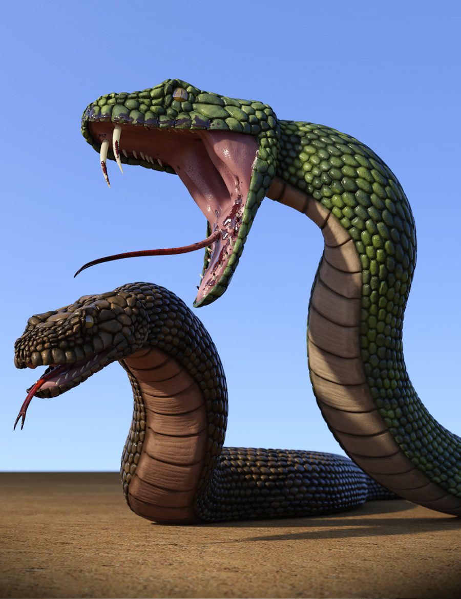 Promo of two giant fantasy snake poses