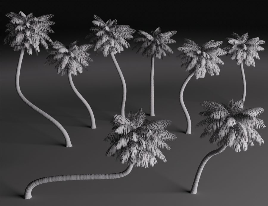 Clay render promo of Coconut Palm Trees