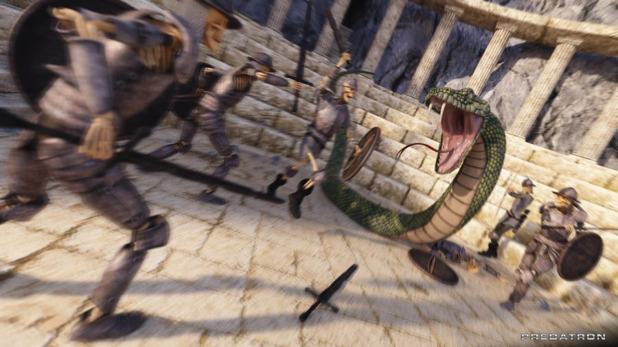 Promo of giant fantasy snake with LoREZ Skeletons fighting a battle