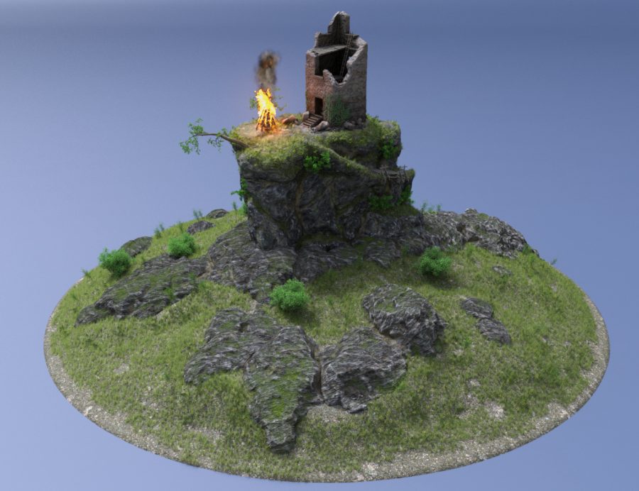 Promo showing the full ruined tower scene