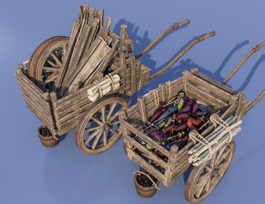 Parts and fireworks for the two-wheeled Cart for the LoREZ Horse 2