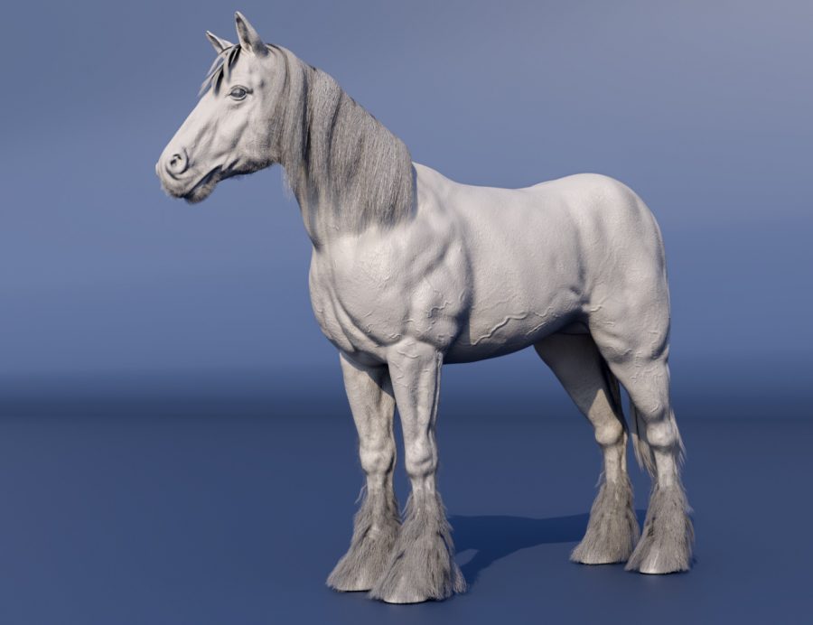 Clay render of the LoREZ Horse 2