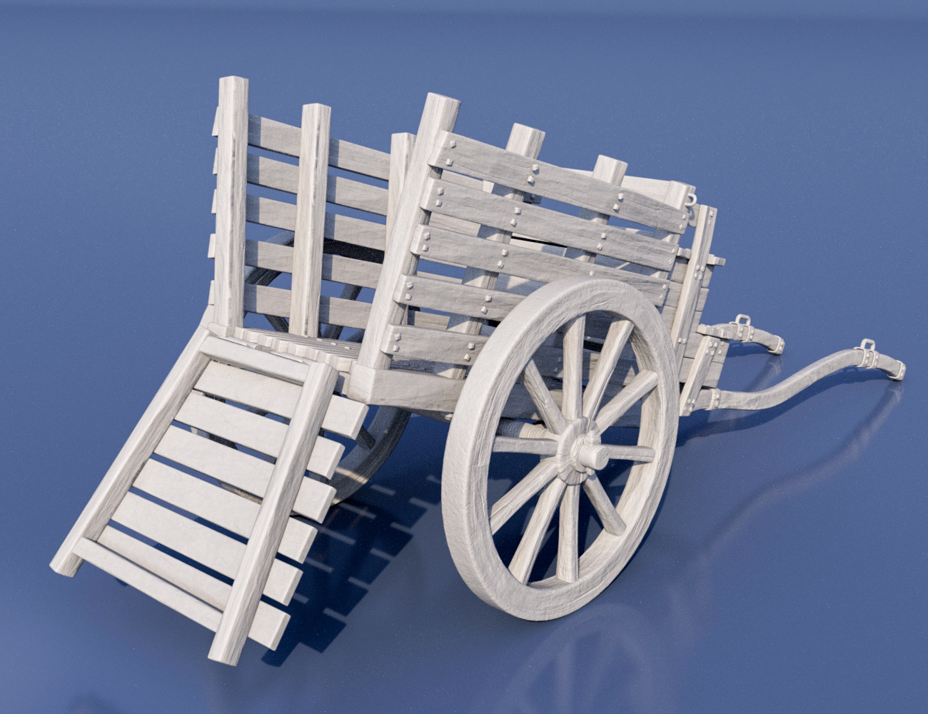 Clay render Two Wheeled Cart