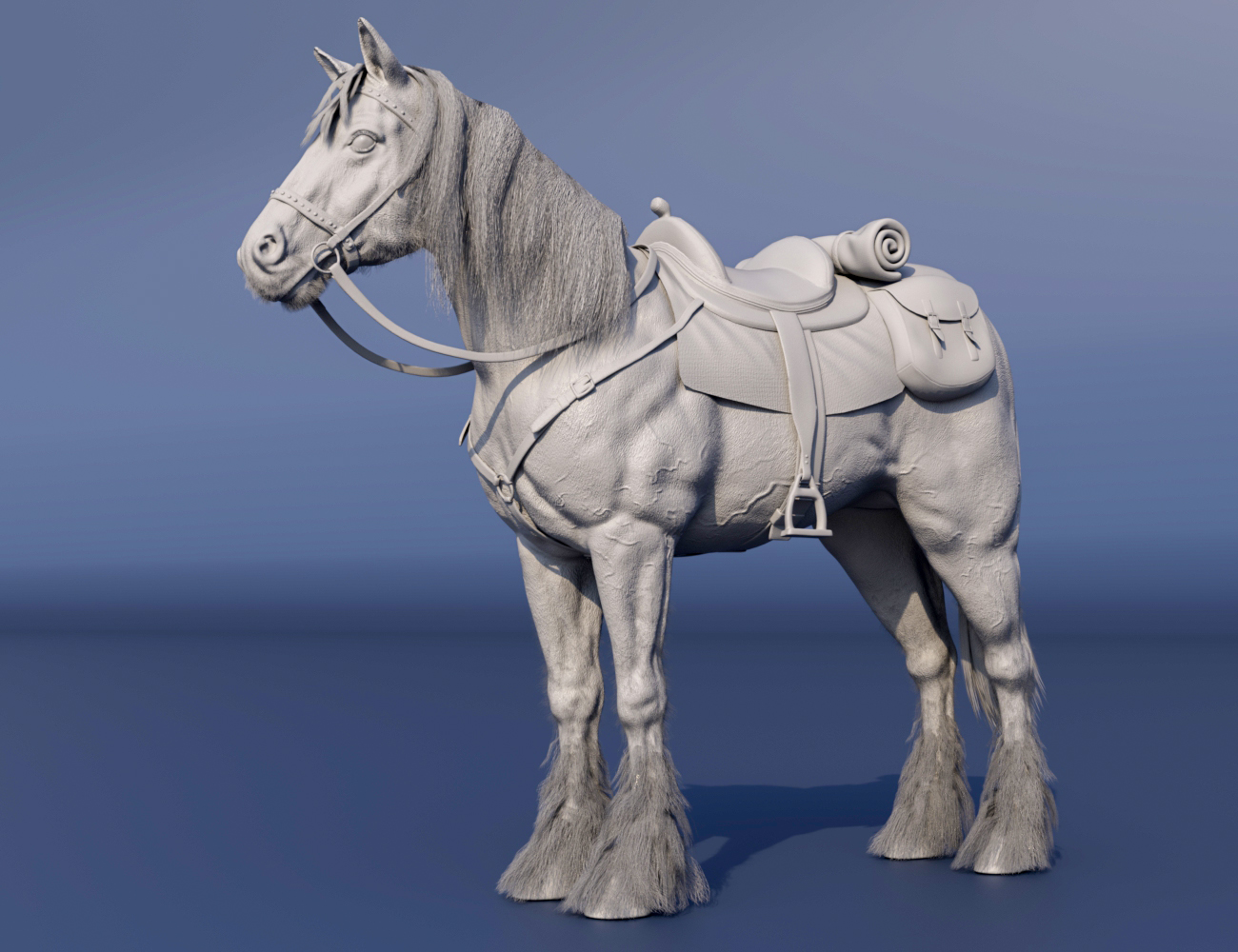 Clay render LoREZ Horse 2 by Predatron