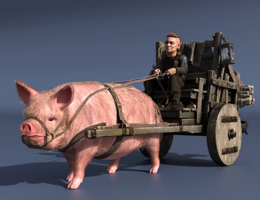 Pig Cart for LoREZ Pig 3D Model for DAZ Studio