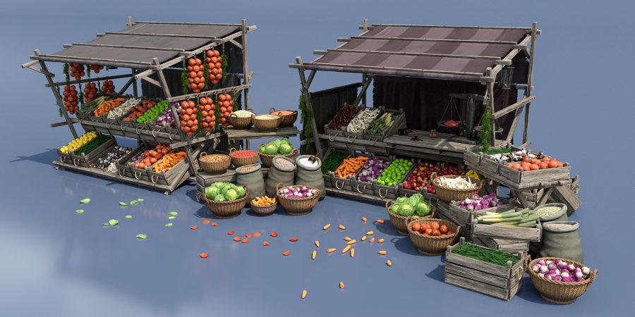 A couple of fully loaded market stalls
