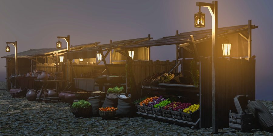 Included lights for the Medieval Roadside Merchant Stalls