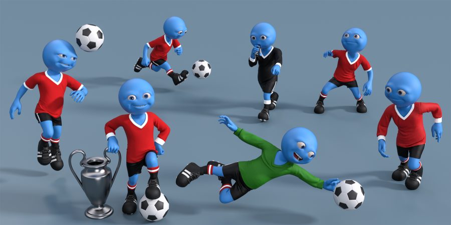 Various poses available for the Mister Bobble dForce Soccer Kit