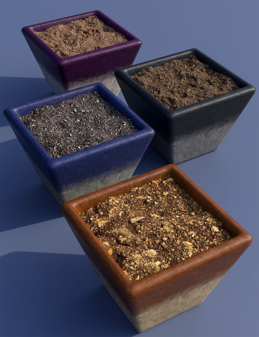 Various textures for square rounded planter
