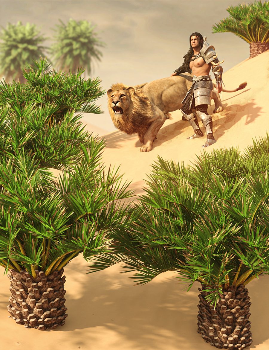Fantasy styled promo using the dwarf palm trees in a desert setting