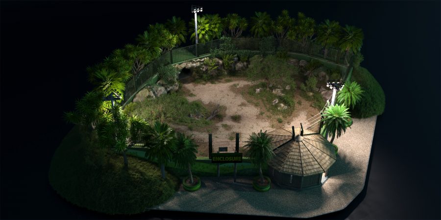 Predatron Zoo Pool Enclosure at night