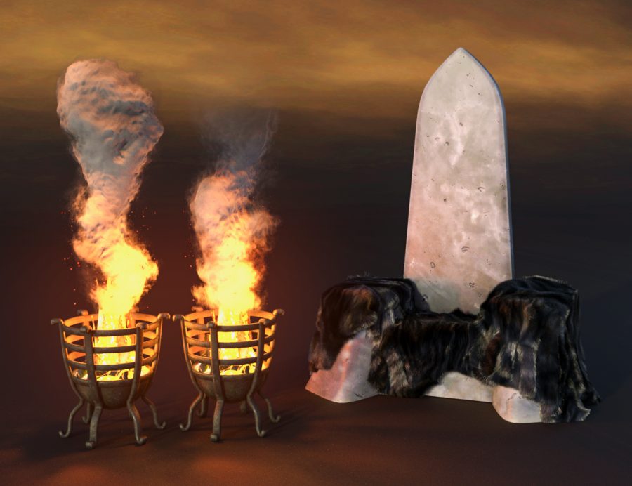 Brazier and throne closeup of Predatron Stone Throne